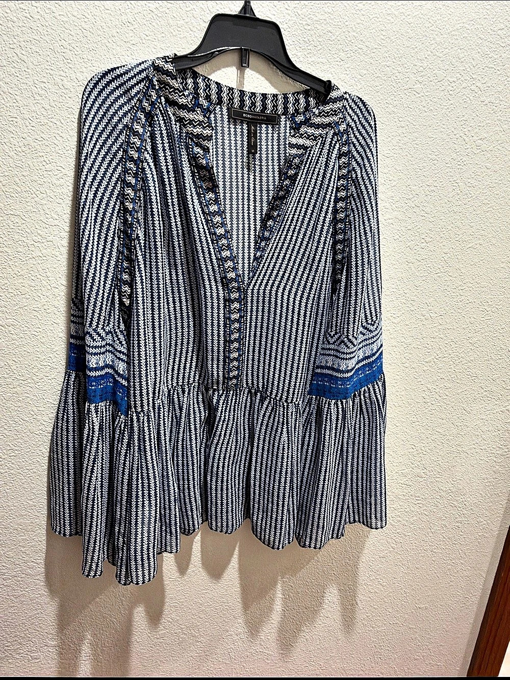 BCBGMAXAZRIA Striped Mini Dress in Blue & White